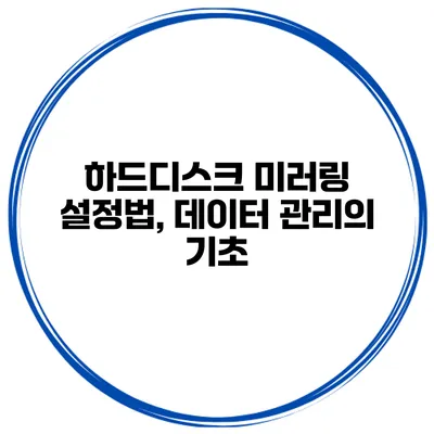 하드디스크 미러링 설정법, 데이터 관리의 기초