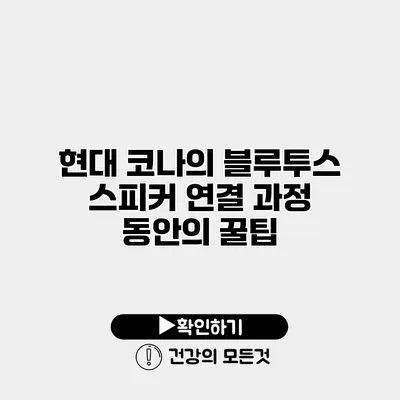 현대 코나의 블루투스 스피커 연결 과정 동안의 꿀팁